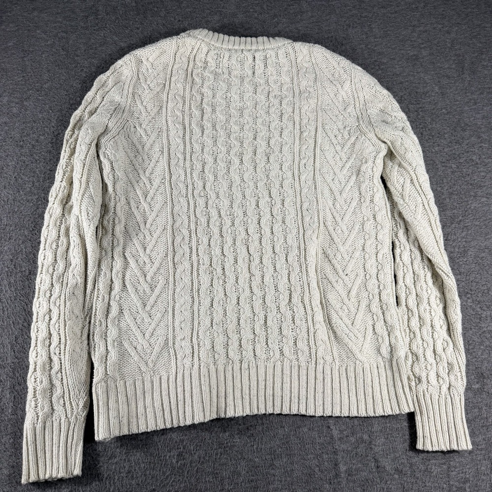American Eagle Sweater Womens L Cotton Blend Cable Knit Fisherman Minimalist - Picture 2 of 8